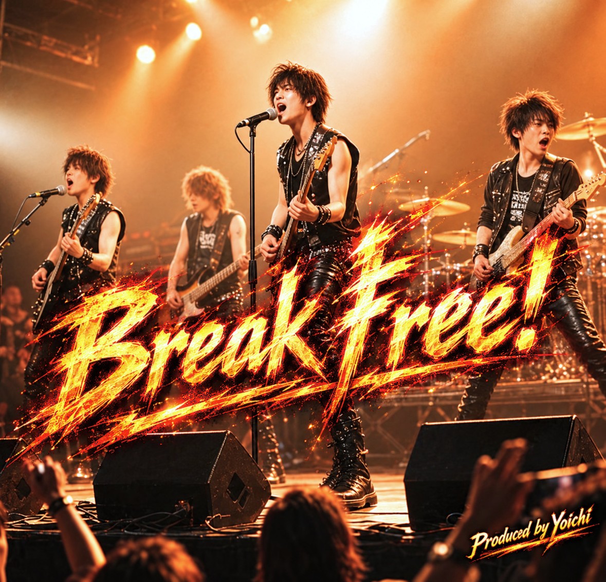 yoichitaka57016's tweet photo. 「新曲をリリース！」シリーズ：

バンド名：Break free!     

曲名：焦熱のメロディー             

※３枚の画像のうち、中央または右側（歌詞提示版）の　　画像をクリックして頂くと曲が流れます。 https://t.co/YkCHBDtmVo