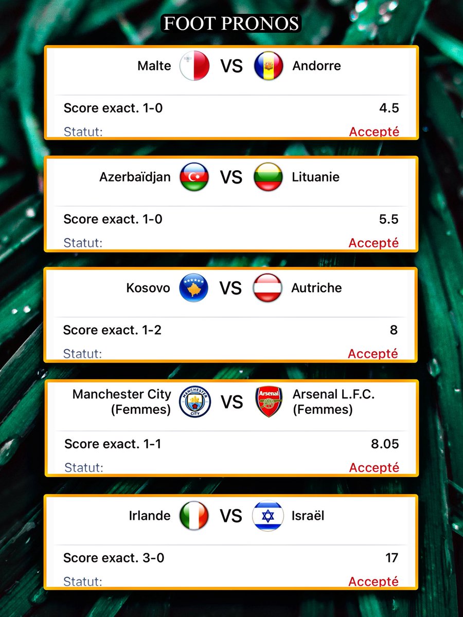 Footpronos26's tweet photo. 🔥 SCORE EXACT DU JOUR — 5 ÉQUIPES ⚽

🎯 5 matchs sélectionnés
💎 5 scores exacts
📊 Analyse &amp; sélection du jour
🚨 Objectif : trouver les bons scores ! https://t.co/T35AQy6kUu