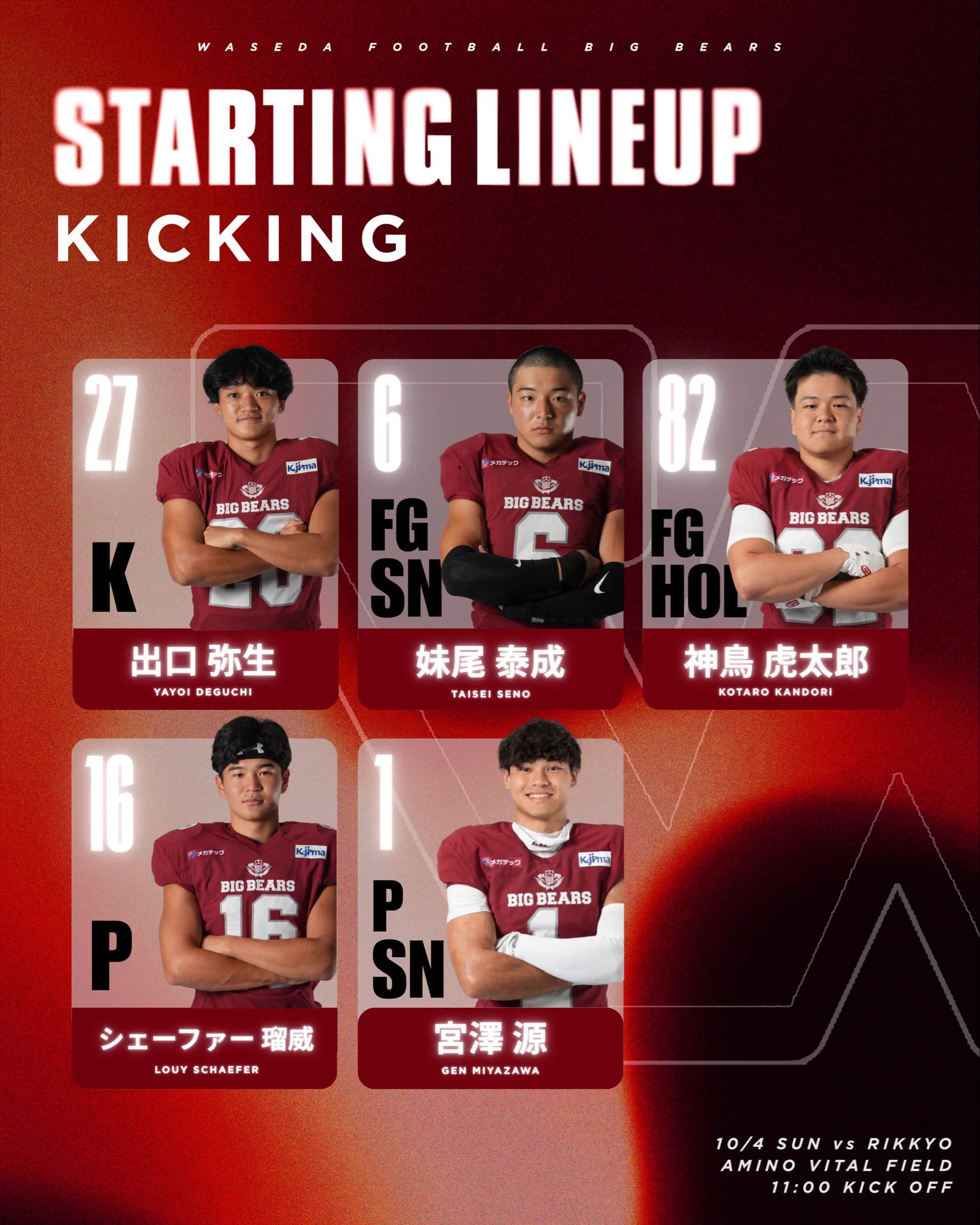 ×早稲田“BIG BEARS“チームトレーニング用ロンT Sサイズ 早稲田大学米式蹴球部 BIG BEARS på X: 