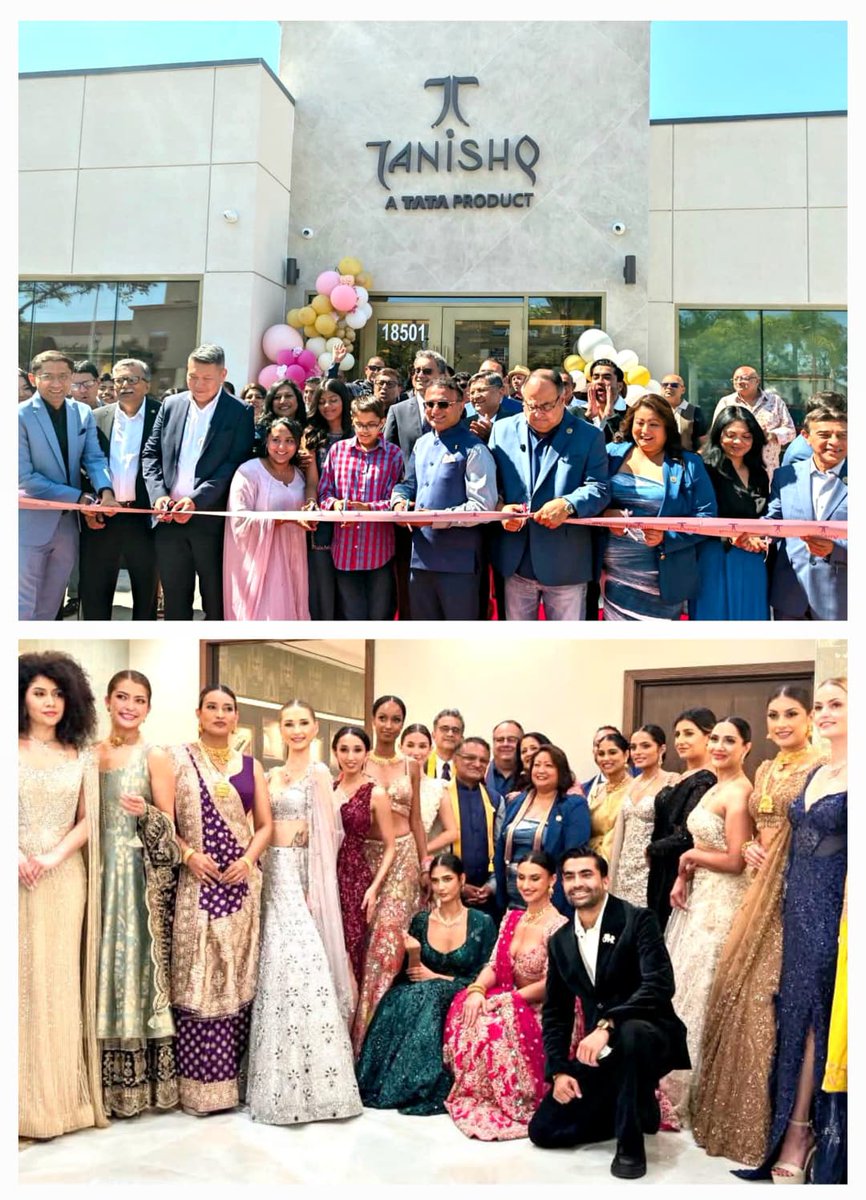 CGILosAngeles's tweet photo. As the Chief Guest of Honor along with Congressman Derek Tran of CA-45 district, Mayor of Artesia Rene Trevino and Arun Narayan - CEO of Titan Company’s Jewellery Division, CG @drkjsrini jointly inaugurated #Tanishq’s first Los Angeles-area showroom in #Artesia, joining the #Tata Group and #Titan team at the boutique showcasing more than 6,000 #jewellery designs, bringing Tanishq’s mix of #Indiancraftsmanship and #contemporarydesign closer to customers on the #WestCoast. CG congratulated the #Tanishq team, appreciating their contribution in increasing the presence of #Indianbrands in the #American market

@MEAIndia @IndianEmbassyUS @IndianDiplomacy @TanishqJewelry @TitanCompanyLtd @TataCompanies @CimGOI @DoC_GoI @GJEPCIndia @RepDerekTranCA @OfficialArtesia

#IndiaInLA #Tanishq #TanishqUSA #TataGroup #TitanCompany #IndianBrands #IndiaUS #TradeAndInvestment #Artesia