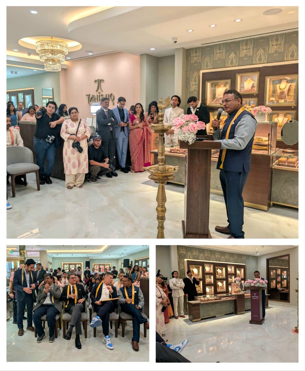 CGILosAngeles's tweet photo. As the Chief Guest of Honor along with Congressman Derek Tran of CA-45 district, Mayor of Artesia Rene Trevino and Arun Narayan - CEO of Titan Company’s Jewellery Division, CG @drkjsrini jointly inaugurated #Tanishq’s first Los Angeles-area showroom in #Artesia, joining the #Tata Group and #Titan team at the boutique showcasing more than 6,000 #jewellery designs, bringing Tanishq’s mix of #Indiancraftsmanship and #contemporarydesign closer to customers on the #WestCoast. CG congratulated the #Tanishq team, appreciating their contribution in increasing the presence of #Indianbrands in the #American market

@MEAIndia @IndianEmbassyUS @IndianDiplomacy @TanishqJewelry @TitanCompanyLtd @TataCompanies @CimGOI @DoC_GoI @GJEPCIndia @RepDerekTranCA @OfficialArtesia

#IndiaInLA #Tanishq #TanishqUSA #TataGroup #TitanCompany #IndianBrands #IndiaUS #TradeAndInvestment #Artesia