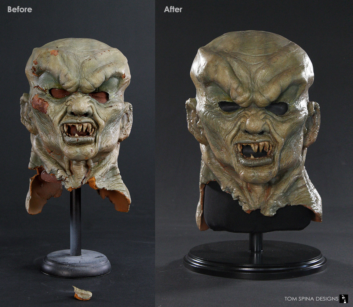 TomSpinaDesigns's tweet photo. Check out this original #Goosebumps TV series Haunted Mask conservation and display we did for Hunter of @meatcanyon. The foam latex was aging, but in overall great condition for a 30-year-old mask! 
https://t.co/IBBapgNpwx

#TomSpinaDesigns #Halloween #movieprops #spooky https://t.co/7N48bcXTXP