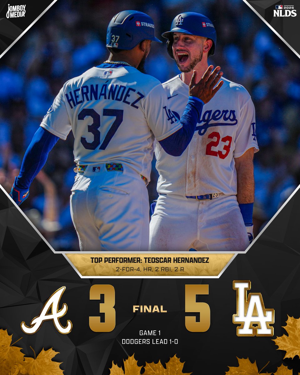TalkinBaseball_'s tweet photo. Dodgers blast three homers on their way to a Game 1 victory https://t.co/WxUZjndtXh