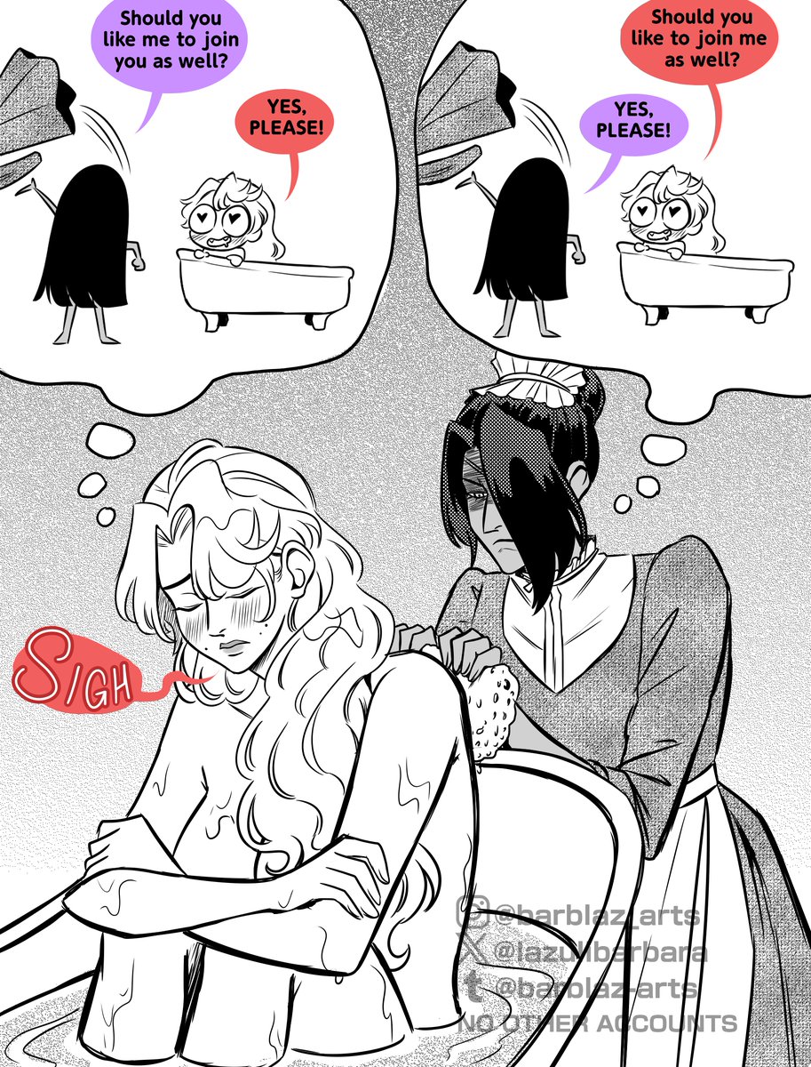 LazuliBarbara's tweet photo. (Bridgerton AU part 3) Miss Charlotte Morningstar is so down bad that she fell for the same woman twice without knowing it. Meanwhile, Vaggi is fighting for her goddamn life
#hazbinhotel #chaggie #chaggi https://t.co/6s6kuLIdNY