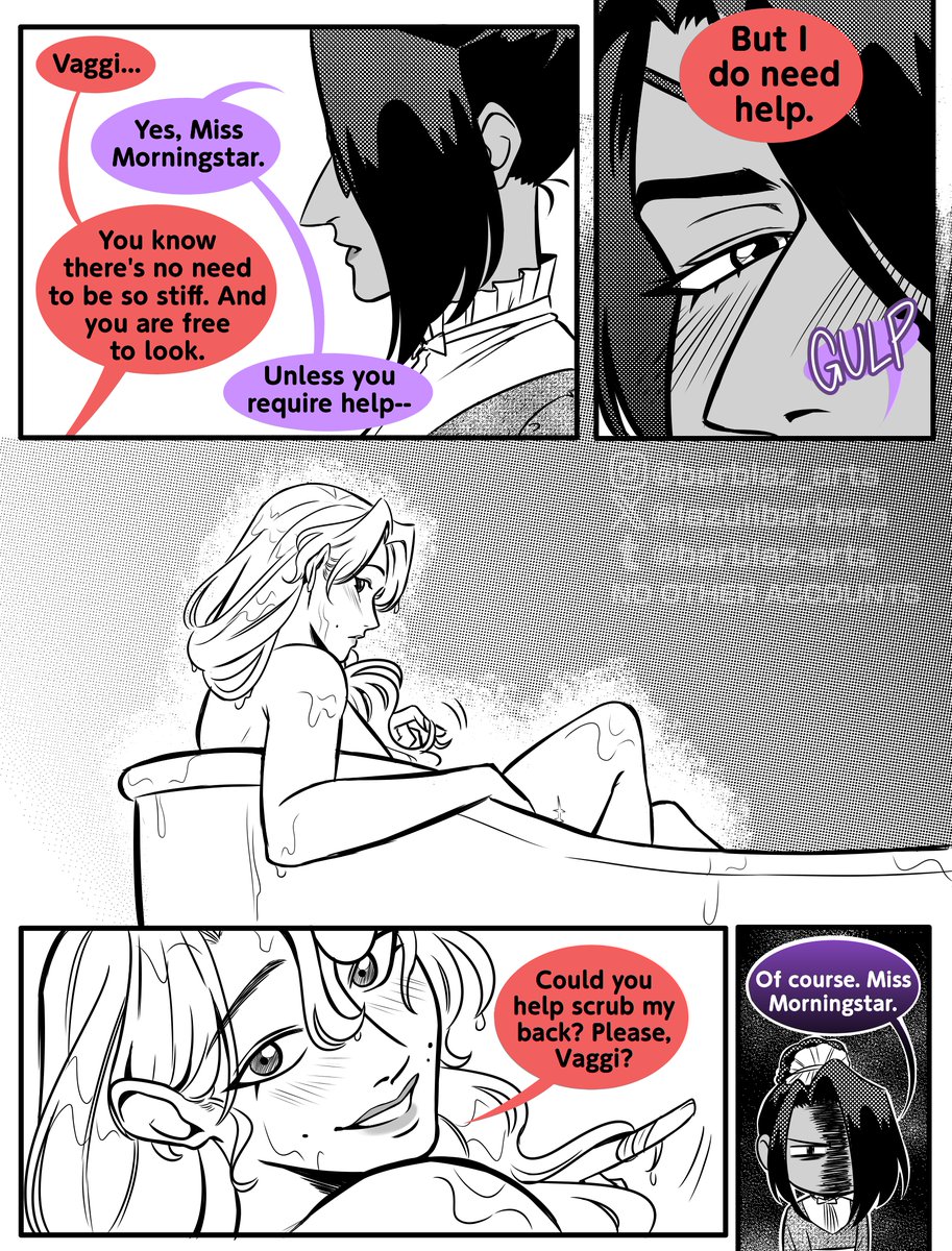 LazuliBarbara's tweet photo. (Bridgerton AU part 3) Miss Charlotte Morningstar is so down bad that she fell for the same woman twice without knowing it. Meanwhile, Vaggi is fighting for her goddamn life
#hazbinhotel #chaggie #chaggi https://t.co/6s6kuLIdNY