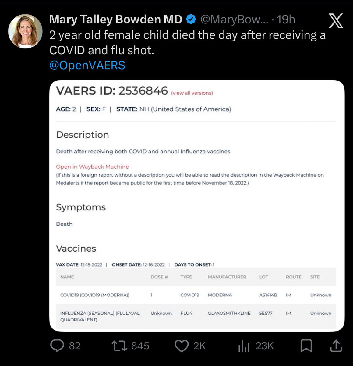 RepThomasMassie's tweet photo. Why are they even giving these shots to kids? https://t.co/cUqk4yHVmg