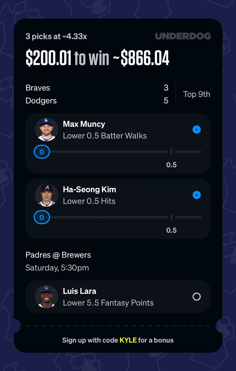 YourFriendKyle_'s tweet photo. 🚨 ANOTHER $50 GIVEAWAY! RETWEET TO ENTER! 🚨

IF YOU'RE NOT SIGNED UP FOR THE DISCORD, YOU WILL MISS OUT ON MONEY THIS POSTSEASON.

Code YFK for a first time deposit match up to $1,000 in bonus cash!

https://t.co/IwUpVmUqTl

DM me for access to every play every day. https://t.co/6RGfjCX6qm