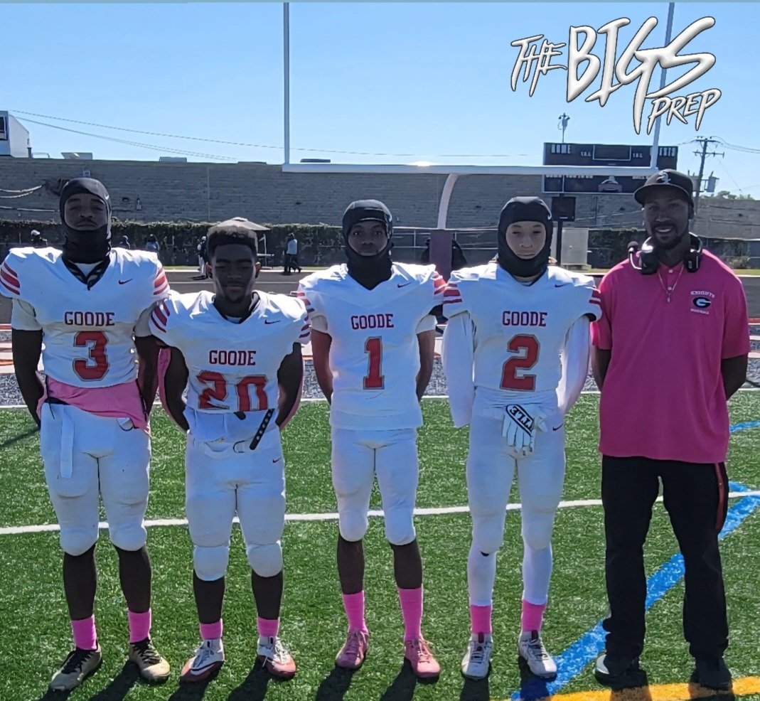 TheBigsMedia's tweet photo. The Bigs Prep Game of the Week!

Goode STEM 28 #5 Perspectives 18

#3 RB/CB Aedan Cleveland - 10 yd TD run
#20 RB/DB Gabriel Crosby Chambers - 4 yd TD run
#1 QB/DB Jordan Boston - 1 yd TD run
#2 WR/DB Kaleb Bryant - 23 yd TD run
Head coach Terrance McClarn

Goode STEM head coach Terrance McClarn stuck to the ground and pound game plan and his offensive line did the dirty work. Four rushing TDs and a couple of key defensive stops down the stretch led the Knights to a 28-18 win over fifth ranked Perspectives - spoiling their senior day. It was their first win over Perspectives in McClarn's 7 year tenure as head coach.

"It's a great win. I know a lot of guys over there so it's a big win.  Last week I hurt my calf in the game so today I was just warming it up seeing if I could fight through it. I could so I just fought through it and kept going." - Jordan Boston on the win and battling a calf injury

Goode STEM moves to 5-1 on the season and 4-0 in conference play.  They will face #4 CHSAS for the conference championship Thursday 10/8.

"It's a big game and I know a lot of guys over there too so we're gonna fight. It's gonna be a great game," Boston said.

Perspectives falls to 5-2 and will play Brooks on 10/8.
