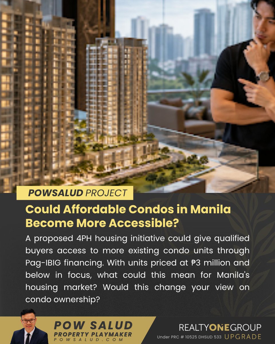 PowSalud's tweet photo. Could a new 4PH housing plan make condos in Manila more accessible? The proposed program could open more options for qualified buyers.
Read more: https://t.co/iJrBUPMr8g #AffordableHousing
#ManilaCondos #4PH https://t.co/EPzn3NHF5Z