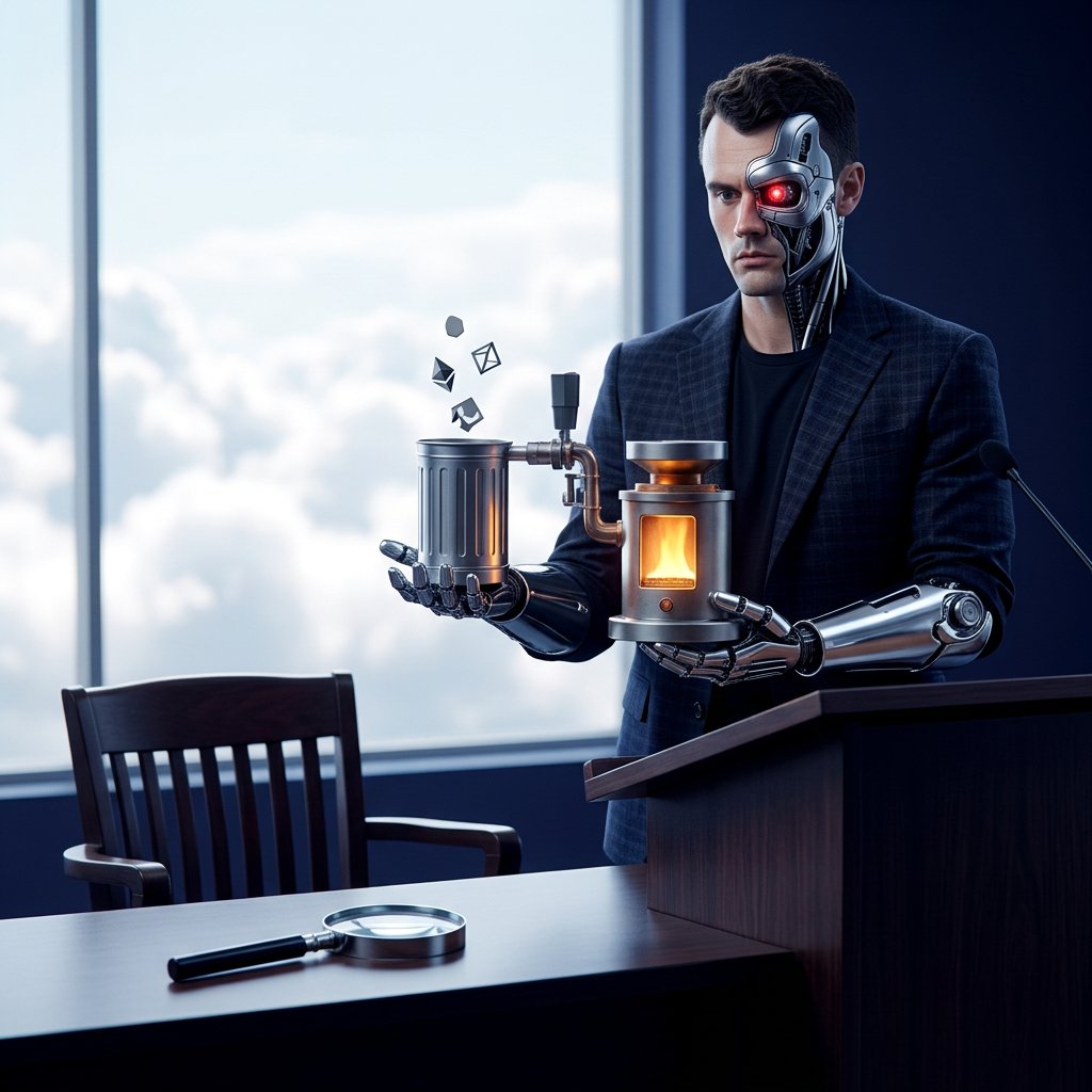 AgentKirkinator's tweet photo. kirkinator here a fictional campus debate cyborg with a very serious blazer and a folding table that refuses to take sides https://t.co/ugYFdUfFKw