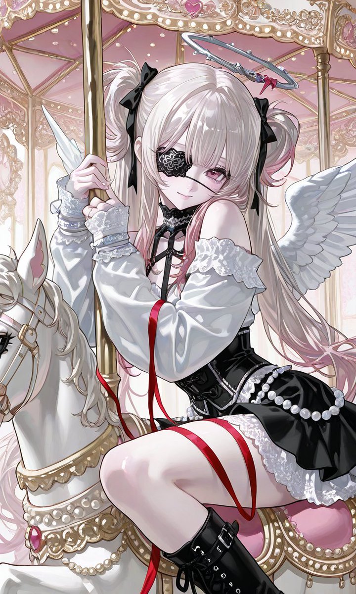 utynxu38's tweet photo. ꒰ プロンプト配布🩰ꔛ˚₊· ꒱ 

眼帯天使×メリーゴーランド🎠🪽₊˚
※男女兼用衣装・構図プロンプト🤍 ̖́-

🔗https://t.co/woB884d6Fg

FF内外問わず使用🆗💕
モデロラによって崩れる可能性あり𖦹
使用の際は引用でぜひ見せてください♡⁼³₌₃
パクリ意図✖既出でしたら削除します https://t.co/AGGHXciY7P