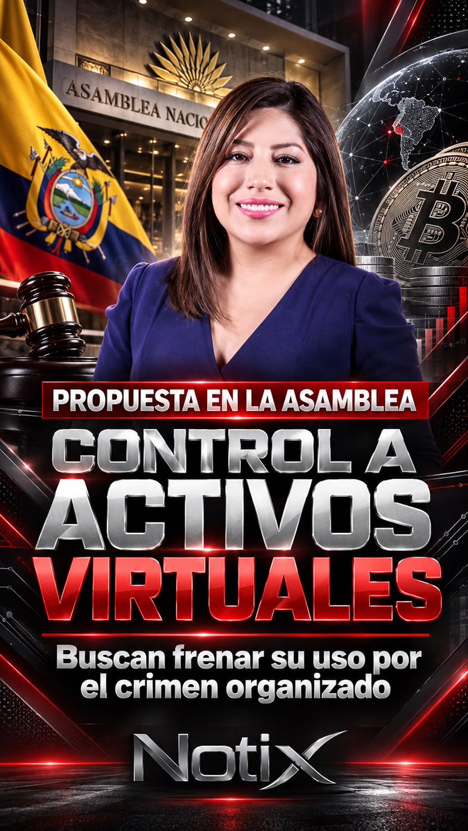NotixMedia's tweet photo. 💻🇪🇨 #Ecuador | Una nueva propuesta busca reforzar el control sobre los activos virtuales y cerrar espacios que podrían ser aprovechados por el crimen organizado para mover o lavar dinero.

La asambleísta Inés Alarcón, de ADN, presentó el proyecto de Ley Orgánica de Activos Virtuales, que plantea establecer reglas para este ecosistema digital sin frenar su desarrollo ni el uso legítimo de estas tecnologías.

La iniciativa apunta especialmente a prevenir que recursos provenientes del narcotráfico u otras actividades ilícitas puedan ocultarse, transferirse o ingresar al sistema financiero mediante operaciones con activos virtuales.

Ecuador ya cuenta con controles en esta materia. Según lo publicado por la UAFE, desde 2022 los proveedores de servicios de activos virtuales son sujetos obligados a reportar. Esto incluye actividades como intercambio de activos virtuales por dinero, transferencias, custodia y administración de estos activos. 

La nueva propuesta buscaría ampliar y ordenar el marco existente, mientras continúa su trámite legislativo en la Asamblea Nacional.
