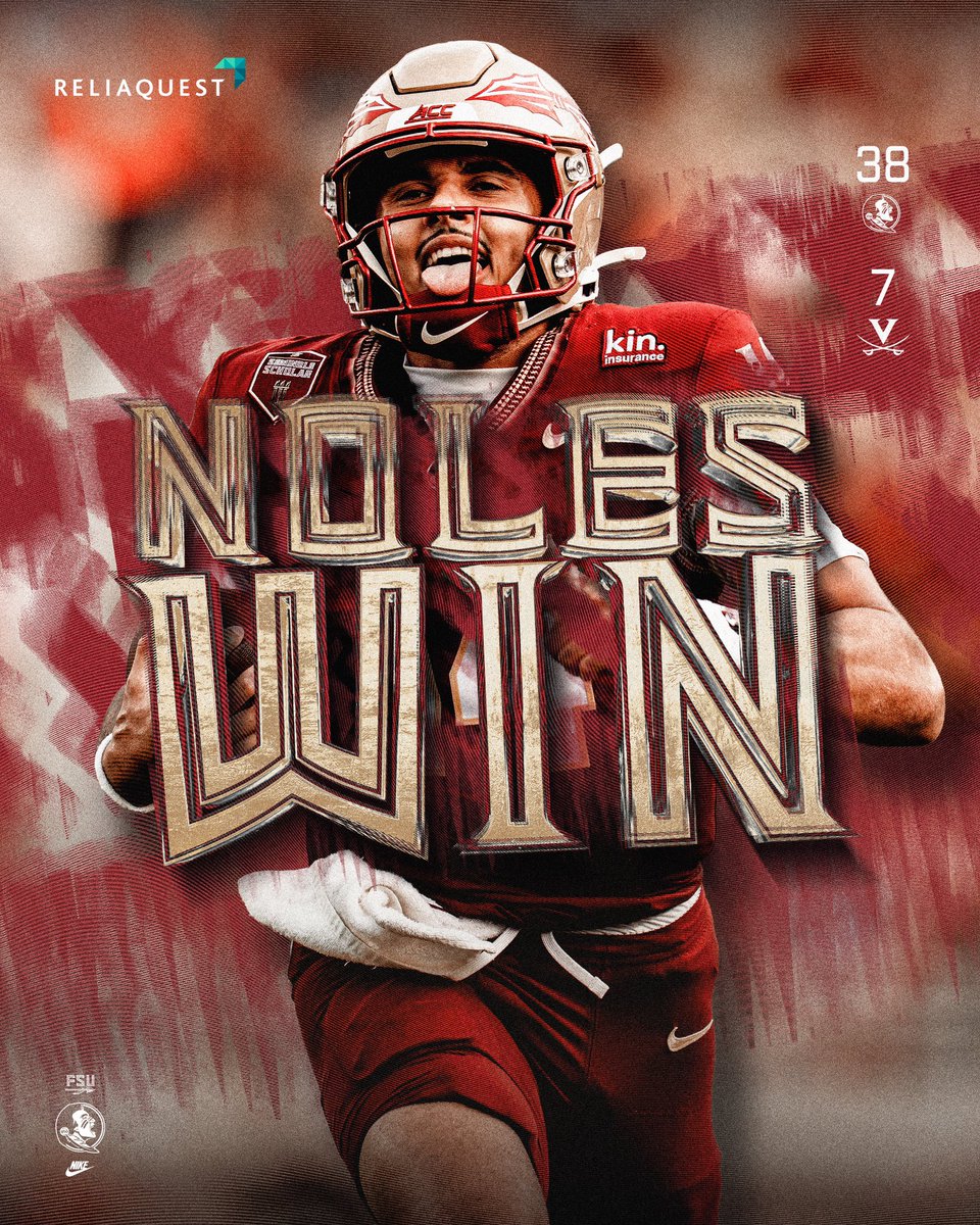 FSUFootball's tweet photo. #Noles WIN!!!!

#NoleFamily | @ReliaQuest https://t.co/7lhzBvU9mF