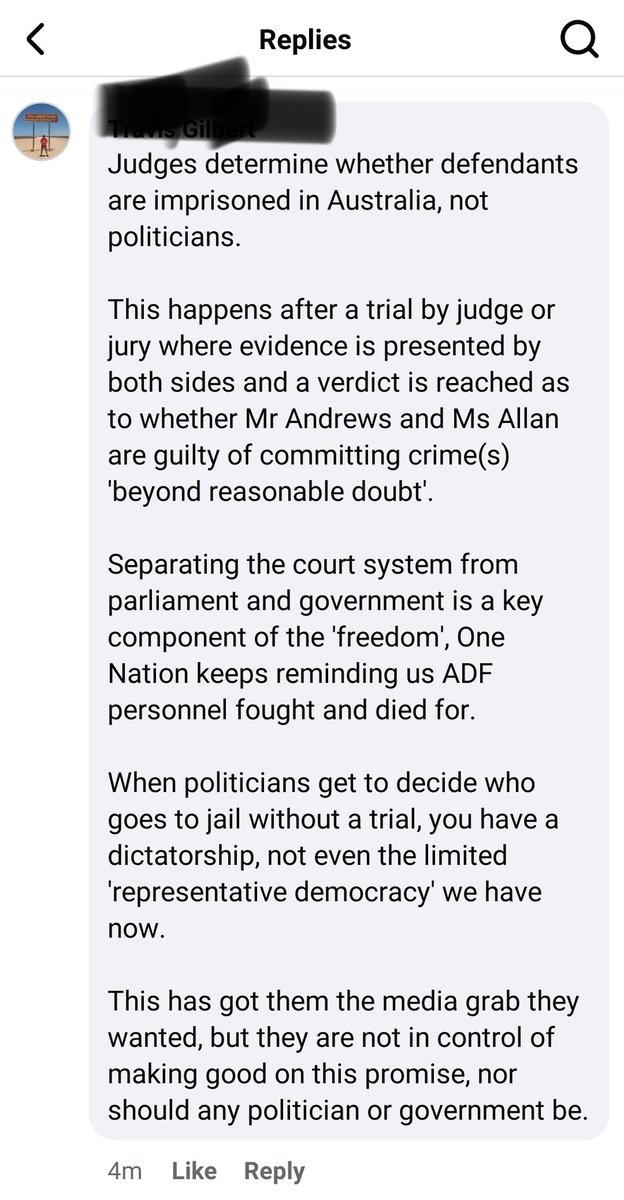 TravGee1980's tweet photo. If #DanielAndrews or #JacintaAllan have potentially committed crimes I'm happy for Victoria's DPP to refer them to trial by judge or jury. #OneNation can't make good on its promise to put them in prison 'by the end of the year' as I outlined before they blocked me on FB #SpringSt https://t.co/NrFAWr6DyO