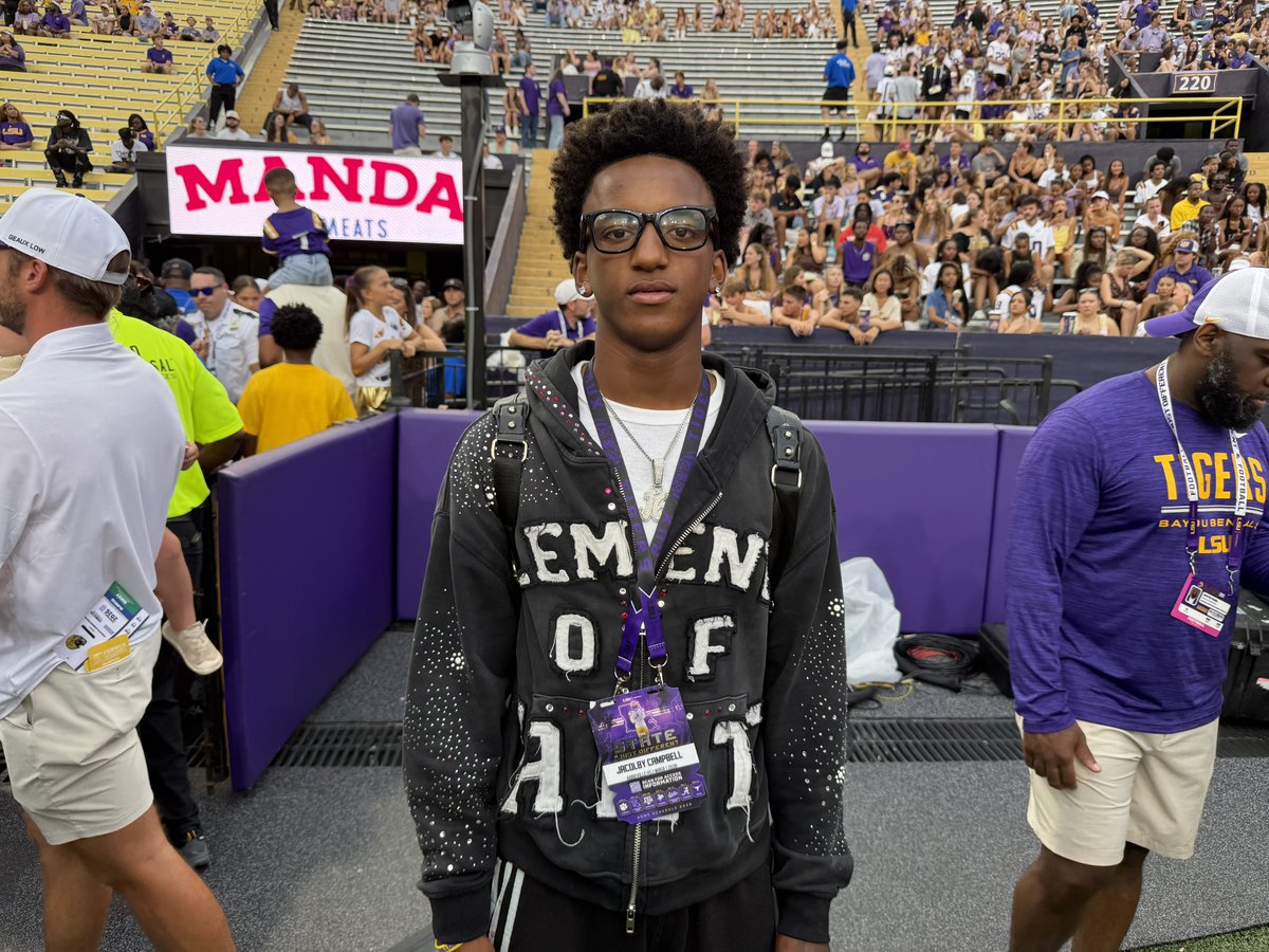 znagy20's tweet photo. New: #LSU is hosting the No. 1 WR in Louisiana on an unofficial visit to Baton Rouge this weekend: Jacolby Campbell.

The 6’0, 170-pounder out of Abbeville (La.) is a Top-5 prospect in the Boot in the 2028 Recruiting Cycle.

Lane Kiffin and Co. are making their early push here. https://t.co/eKVQWxuwqG