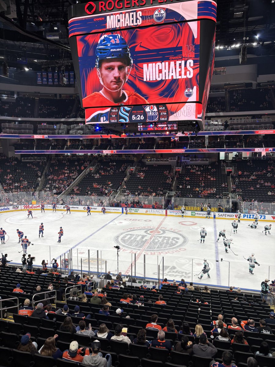 EdmontonJack's tweet photo. Levi starts vs Seattle. Emberson in for Mukhamadullin, otherwise lineup intact. 

@Rogers Sat night hockey at 5:15 MT with the newly shorn @GenePrincipe &amp; @LouDeBrusk. https://t.co/Zb3q3N6rkY