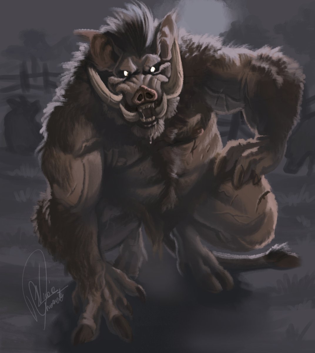 NicoleChiorato's tweet photo. Weretober2026 Day 3 - Boar 🐗  #weretober2026 #wereboar #art #illustration #timelapse #speedpaint https://t.co/VqUkRyyOnx