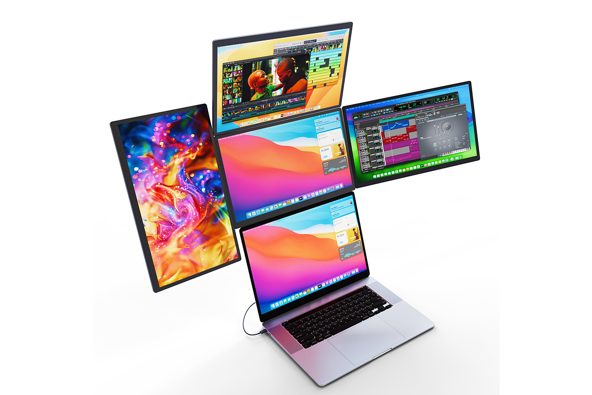 watch_akiba's tweet photo. 更新：ノートPC作業領域の限界突破！18.5インチモニター×4の拡張モニターシステム https://t.co/vcjQHk1Q2n https://t.co/kFVZXjRCBV