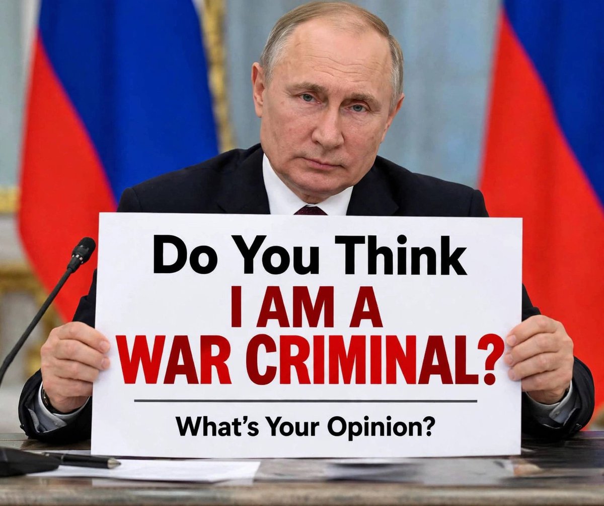 0DonaldTrumpJr1's tweet photo. Do you consider Vladimir Putin a war criminal?

A) Yes 🔴
B) No 🟢 https://t.co/IUGYENuIZF