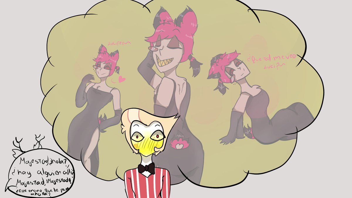 aliz48258's tweet photo. Ok andaba dibujando el cómic Appleradio y se me vino a la mente pos no más #alastorhazbinhotel #HazbinHotelFanart #lucifertop #luciferhazbinhotel #appleradio #luciferxalastor https://t.co/J4Qi3E3WTf