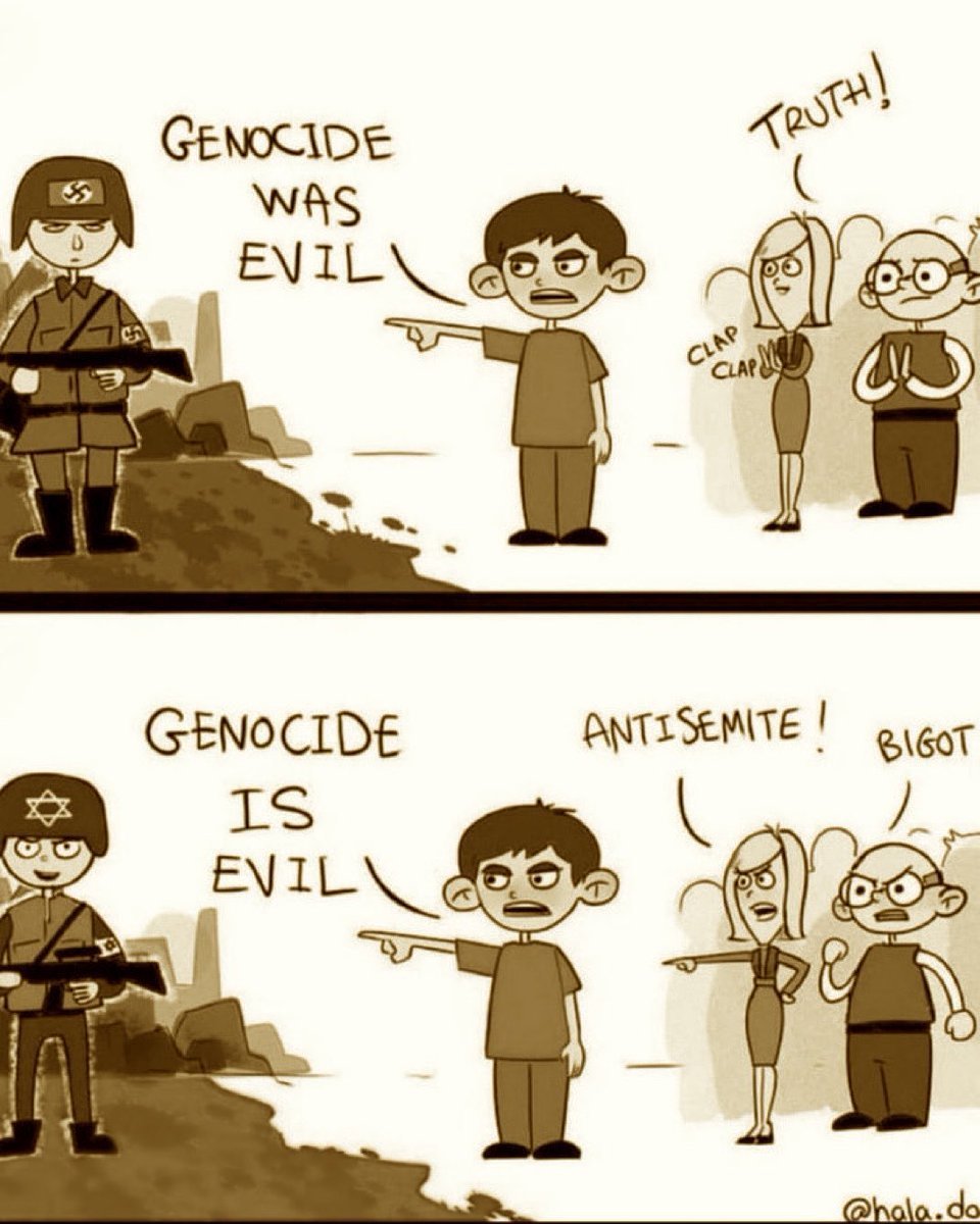 IsabellaM2050's tweet photo. Don't bury the truth with labels!
Trying to ignore genocide by labeling critics only exposes your own hypocrisy. "Genocide is evil" is a moral principle, not a political stance that can be neutralized with the "bigot" label.
Silence in the face of atrocity is complicity. 💥🚫 https://t.co/RzHw6ud1lF