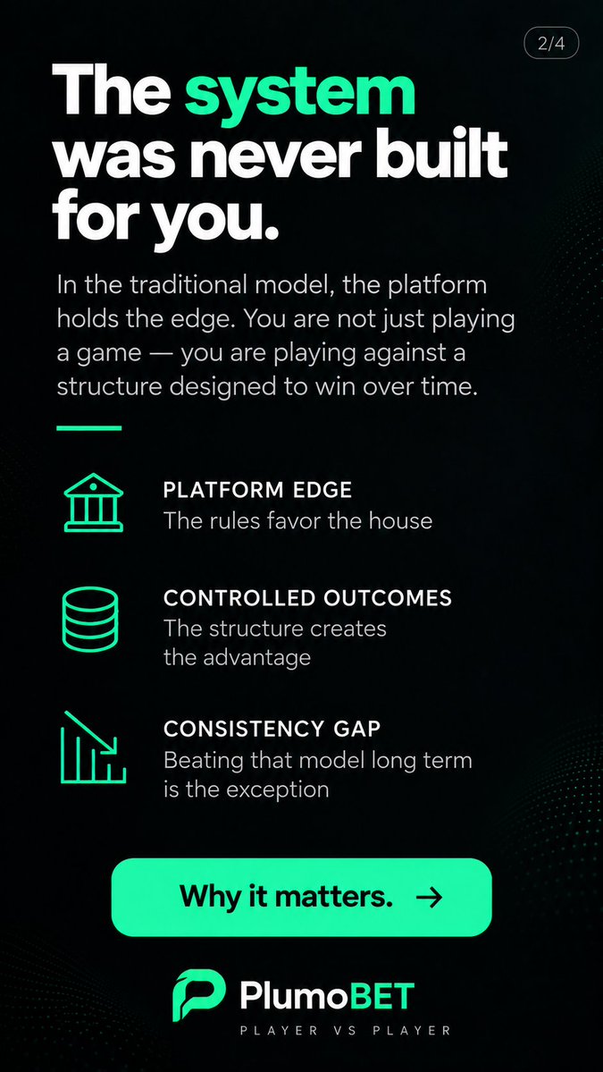 PlumoBET's tweet photo. The future of betting might not need a house at all.

Just players.
One arena.
One prize pool.
One winner.
PlumoBET is building competition around people, not the platform.
#PlumoBET #P2P #PlayerVsPlayer #CryptoGaming #Solana #Web3Gaming #GameFi https://t.co/kR4M8QOMTo