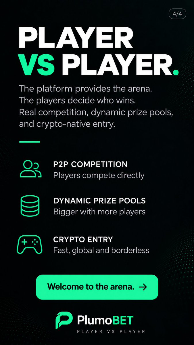 PlumoBET's tweet photo. The future of betting might not need a house at all.

Just players.
One arena.
One prize pool.
One winner.
PlumoBET is building competition around people, not the platform.
#PlumoBET #P2P #PlayerVsPlayer #CryptoGaming #Solana #Web3Gaming #GameFi https://t.co/kR4M8QOMTo