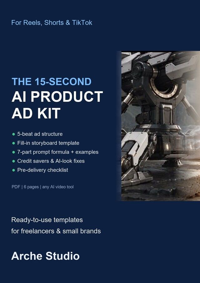 leanpub's tweet photo. The 15-Second AI Product Ad Kit: Storyboard template, 7-part prompt formula and credit-saving workflow by Junyoung Park is a new release on Leanpub!

Link: https://t.co/ZXrFKKJ58J

#books #ebooks https://t.co/Nmeirz6P7f