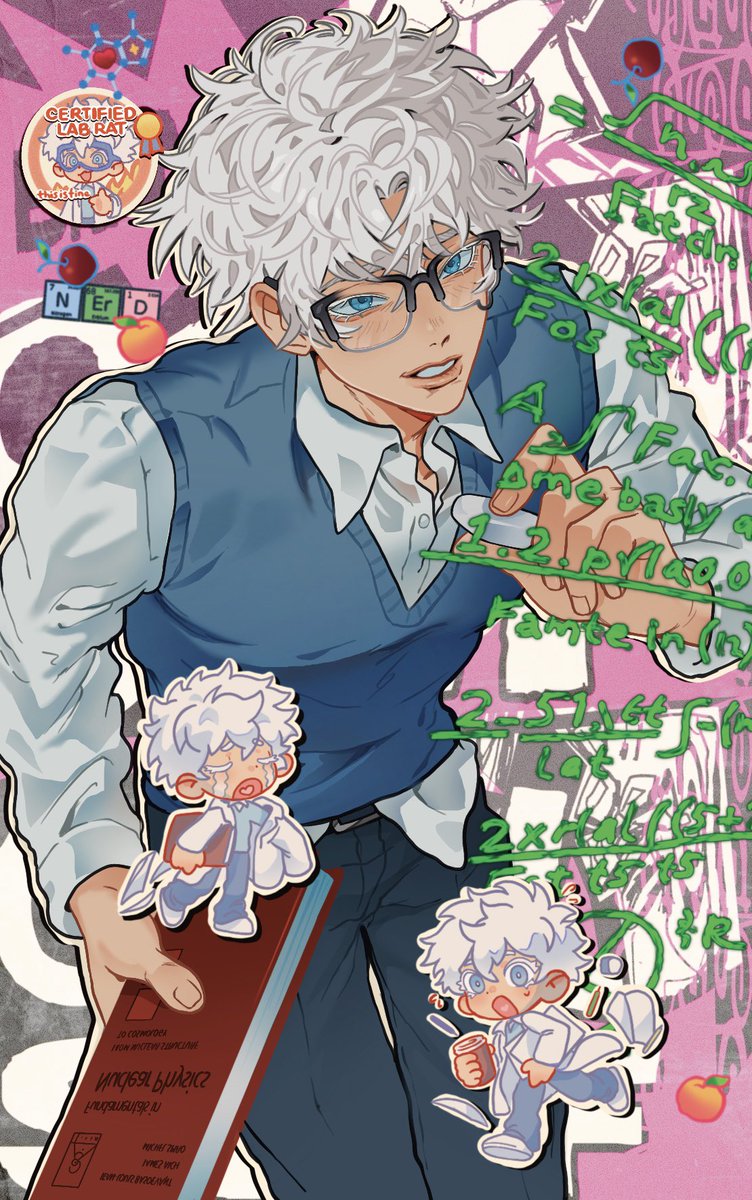 Djuney9's tweet photo. Finally I drew nerd Gojo card  ✨🧪🤍

#五夏 #GojoSatoru https://t.co/C0EQwJ5O2h