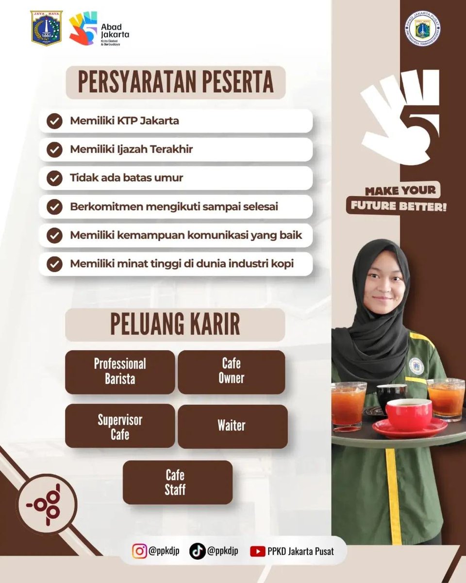 MikaelDewabrata's tweet photo. Kelas barista GRATIS. Syarat: KTP Jakarta. https://t.co/KFCqseJ6Qy
