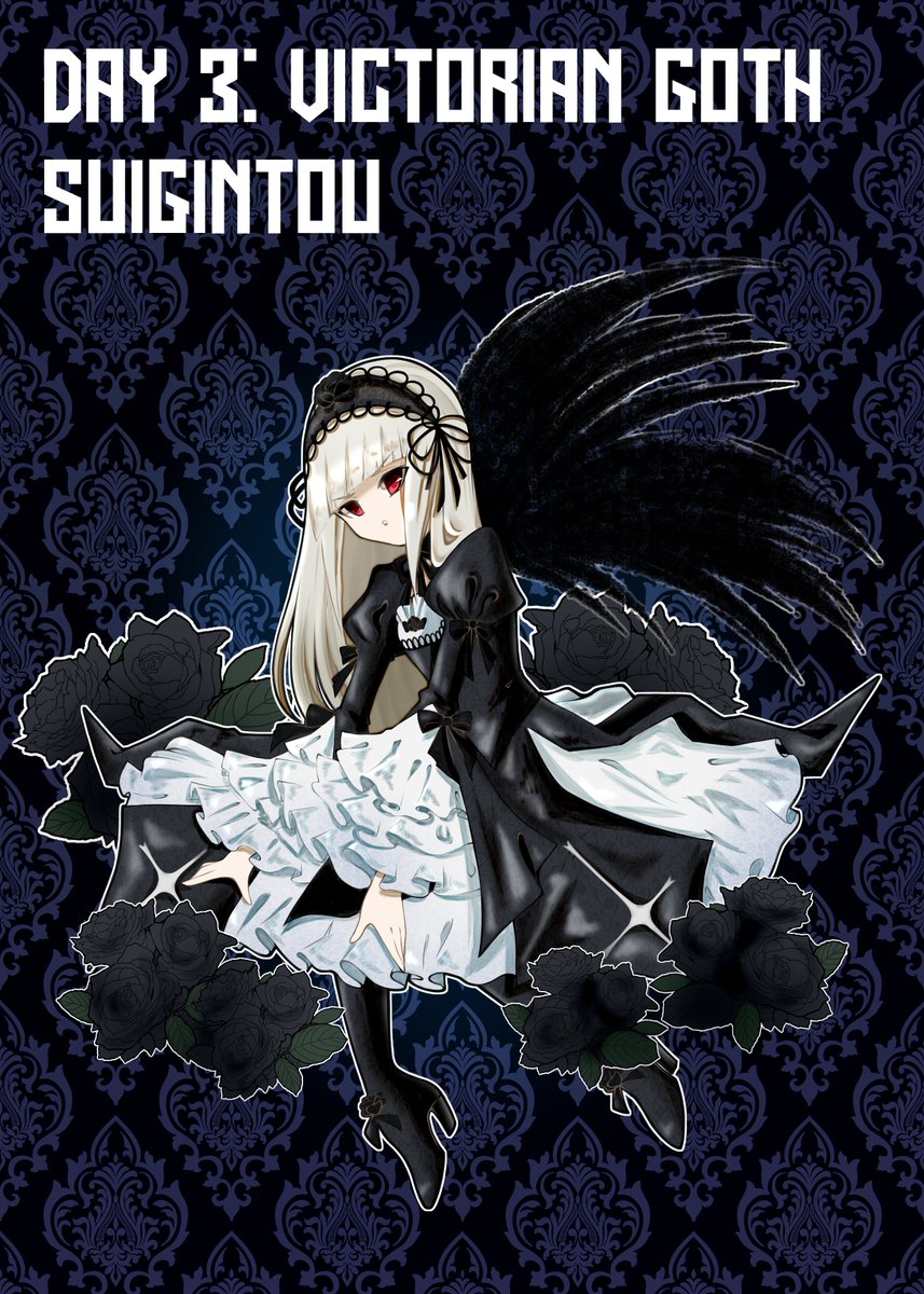 WildCatWildnout's tweet photo. Day 3 of my #gothtober art challenge. For victorian goth i did #Suigintou from the anime and manga #RozenMaiden i really tried to replicate the art of the manga cuz i was obsessed with rozen maiden since i was a kid. #art #gothart #artistsonx #victoriangoth https://t.co/sreGfpbo98