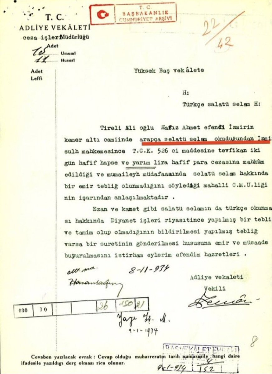 Firatismail1988's tweet photo. mustafa kemal döneminde;

"Allahümme salli alâ seyyidinâ Muhammedin ve alâ âli seyyidinâ Muhammed" diyen 2 gün hapis ve para cezası alıyordu.

Gördünüz mü kurtuluşu?

Kaynak; Devlet Arşivi https://t.co/61mBOj0chF