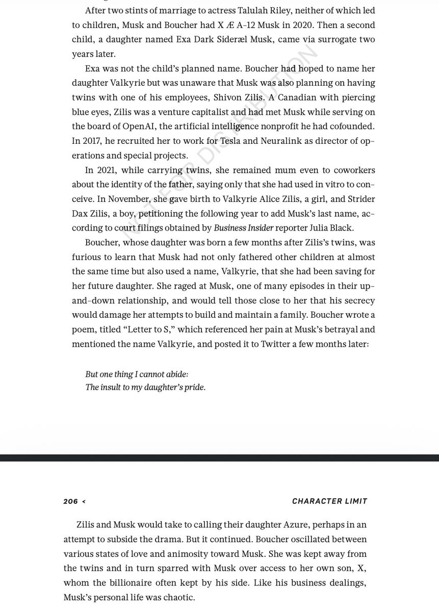RMac18's tweet photo. The Shivon Zilis post shows how fast some can fall out of Elon Musk's orbit. Zilis herself previously replaced Grimes, after secretly carrying two of his kids at the same time Grimes was about to have a baby with Musk via a surrogate.

As we reported in our book, Character Limit, Zilis also named one of her babies "Valkyrie," a name that Grimes had planned to use for her own baby. Grimes ended up writing a song about Zilis that she tweeted (and later deleted).