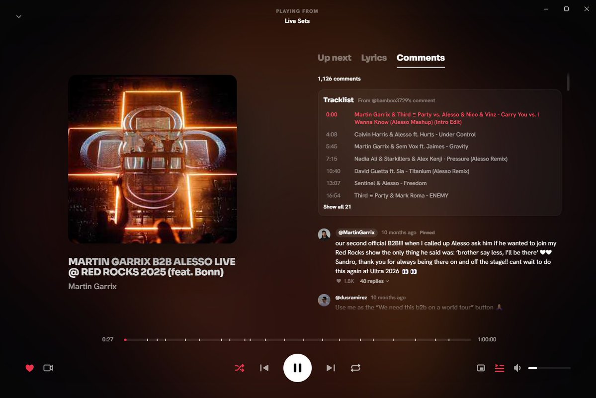 cellarfm's tweet photo. Cellar now automatically fetches tracklists for any DJ Sets on YouTube Music / YouTube. 

It uses the videos official tracklist if available and if none is given, it automatically searches for a community tracklist in the comment. https://t.co/lbg08Xy2js
