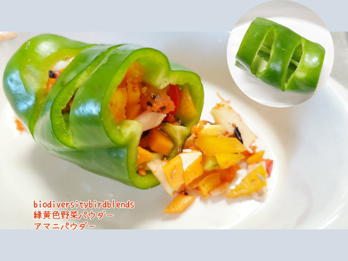 Sierratan's tweet photo. サラダ🥗
#寧フォレイジング #foraging #フォレイジング #採食エンリッチメント
ピーマン🫑に詰め https://t.co/JCnqMsdwsv