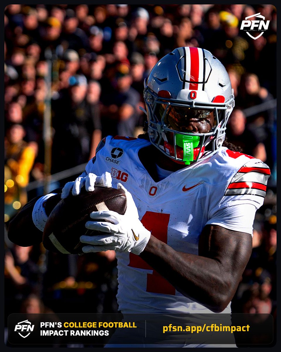 PFN365's tweet photo. Jeremiah Smith went OFF against Iowa 👑 

- 206 receiving yards
- 18.7 yards per catch 
- 2 touchdowns

Now holds the Ohio State records for:

- Most receiving touchdowns (36)
- Most receiving yards (3,371)
- Most receptions (207) https://t.co/YM3XadbAkV