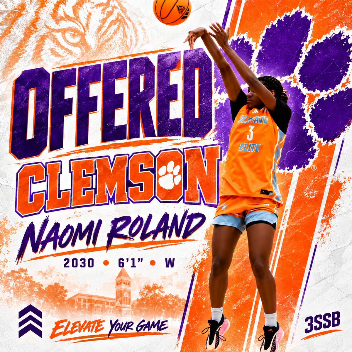 Elevate_Elite's tweet photo. Congrats to 2030 6'1 W Naomi Roland on picking up an offer from @ClemsonWBB today! One of the best 2030s! ⏫️📈🚀 #3SSB #EYG #3StripeLife https://t.co/GxnOJcT1BC