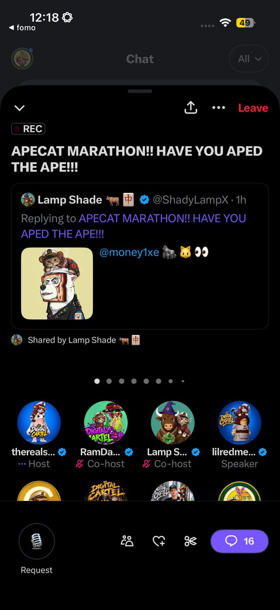 SixRevolt's tweet photo. the cat is shaping into a cult coin with marathon spaces

how badly do you want it?

work those bags, shill everyone under the sun

the cat thinks he’s an ape

the cat pays $ape

$ape to a dollar is programmed

to fade is to cope

get in https://t.co/COaKX0XLc8