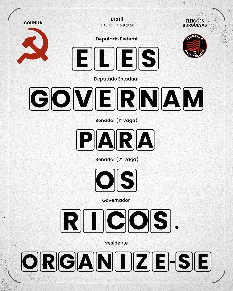 FlamengoAntifa's tweet photo. #Antifa
#Eleições2026 https://t.co/Gj6dtEi8Zy