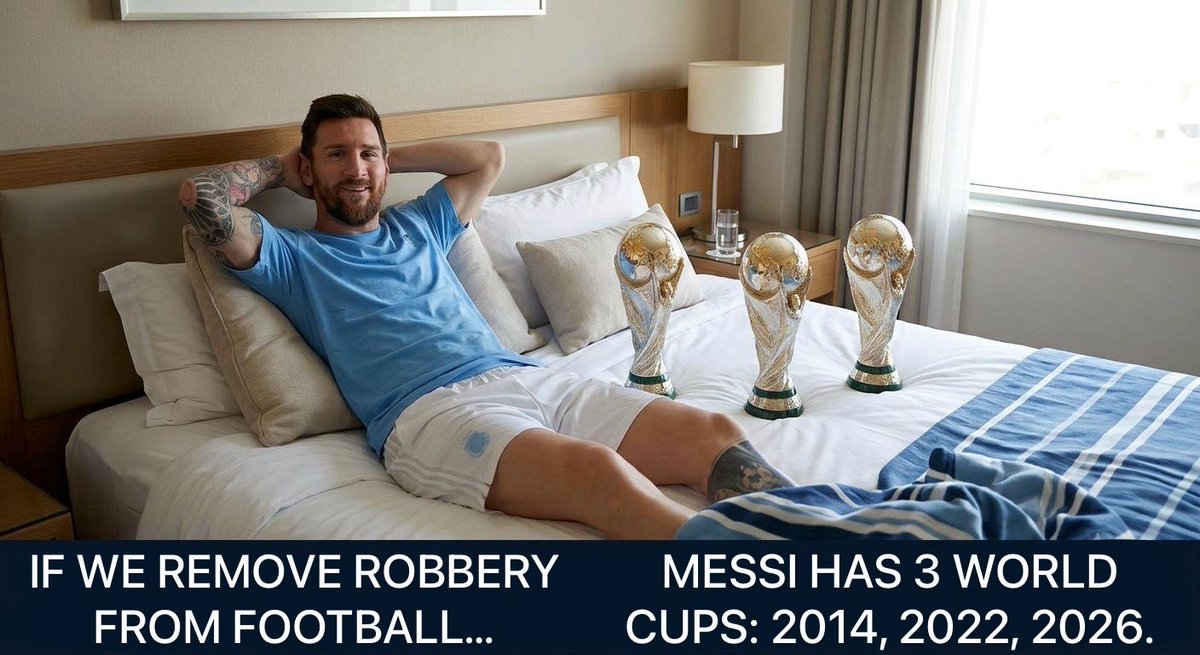 stopthatdembele's tweet photo. Three times World Cup winner (without robbery) being MVP in all of them.

Only Messi things. 🔥🇦🇷 https://t.co/7M1PN79cbH