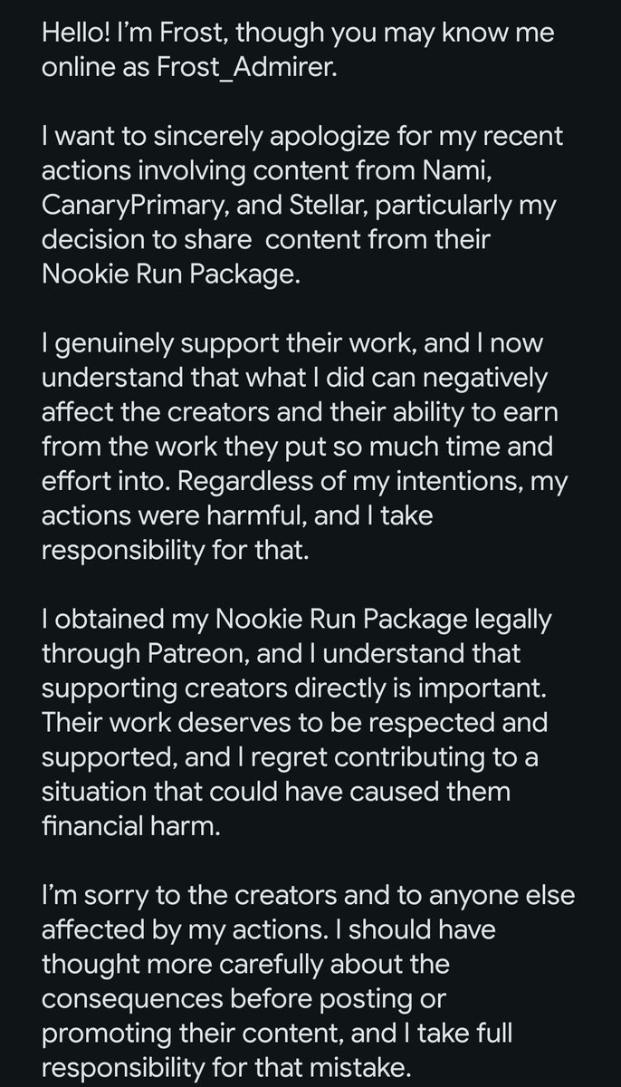 FrostQueenBF's tweet photo. An apology. All tweets with any content from Nookie Run have been removed. https://t.co/Bq34APMFpn