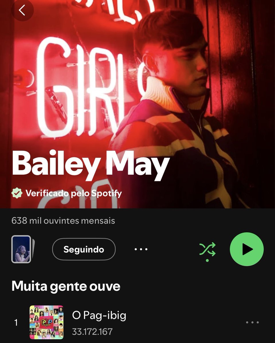 SourceBaileyMay's tweet photo. O MAIORAL! Bailey May alcança 638 mil ouvintes mensais no Spotify. ❤️‍🔥 https://t.co/OuOSThrtcK