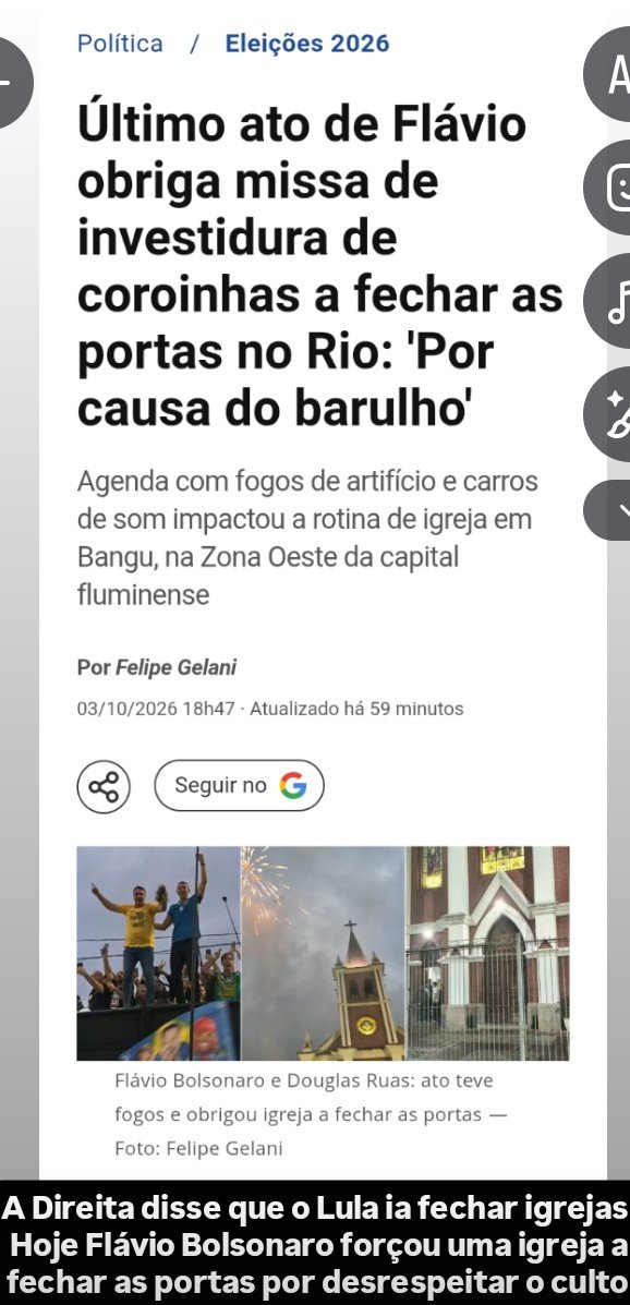 GuilhermeTom's tweet photo. FLÁVIO FECHOU IGREJA
Mentiram que Lula fecharia igrejas.
Hoje Flávio Bolsonaro forçou a igreja da Paróquia de São Sebastião e Santa Cecília a fechar portas em Bangu.
Flávio e Douglas Ruas levaram o comício pra a frente da igreja e atrapalharam a cerimônia com barulhos e fogos https://t.co/uhZQCaDp8V