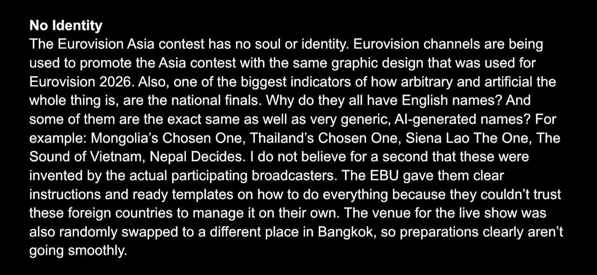 Elveon_'s tweet photo. For years there had been plans of Asiavision, always getting scrapped. Then, out of nowhere, right when the actual Eurovision is facing difficult times, the EBU announced Eurovision Asia. Such fun, right? Well… Allow me to share my observations and thoughts on it 🤓 https://t.co/2R7TWbJPlN