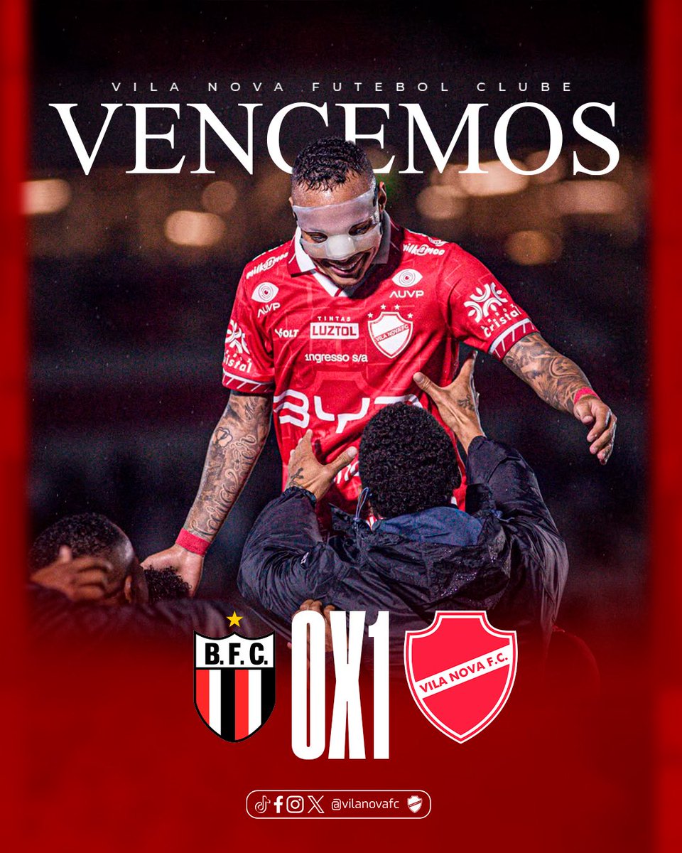 VilaNovaFC's tweet photo. ISSO É VILA NOVA FUTEBOL CLUBE!!!!!!!!!!!! 🇦🇹🇦🇹🇦🇹

Em uma linda festa da torcida do Tigrão, o Vila Nova foi até Ribeirão Preto e superou o Botafogo-SP pelo placar de 1 a 0 na Arena Nicnet. O gol colorado foi de Janderson. Com mais três pontos, o Vila permanece na liderança do @brasileiraob a 7 rodadas do fim e chegou a três vitórias consecutivas na competição.

VIIIIIIIIIIIIIIIIIIIIIIIIIIIILAAAAAAAAAAAAAAAAAAAAAAAAAAA!!!

Agora, o desafio é no OBA. Quarta-feira (07) enfrentamos o Cuiabá em casa às 20h30. É PRA LOTAR DE NOVO! ❤️

#RaçaFéUnião #TIMEDOPOVO