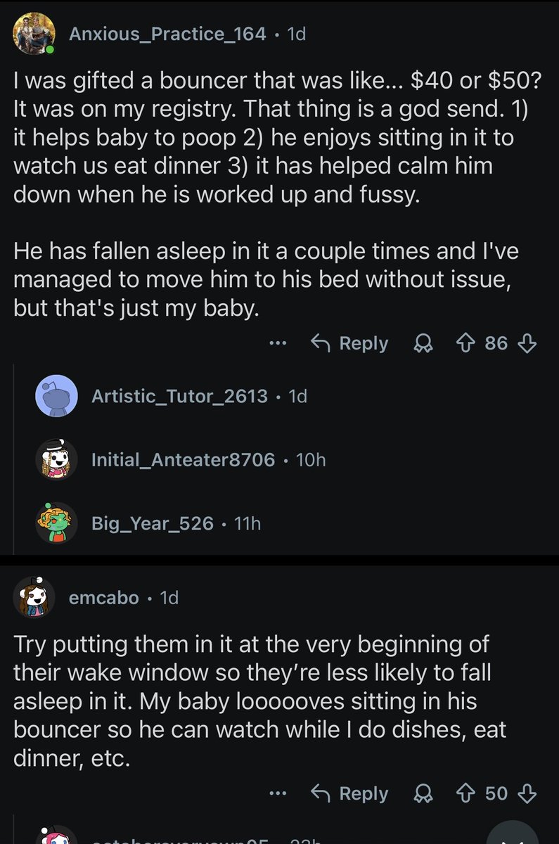 ein_edelweiss_'s tweet photo. am i crazy? are we really not letting babies sleep in a bouncer/rocker even while supervised? is that not the point of a bouncer?

this is why people think having a baby is impossible https://t.co/0teuRXYcjZ