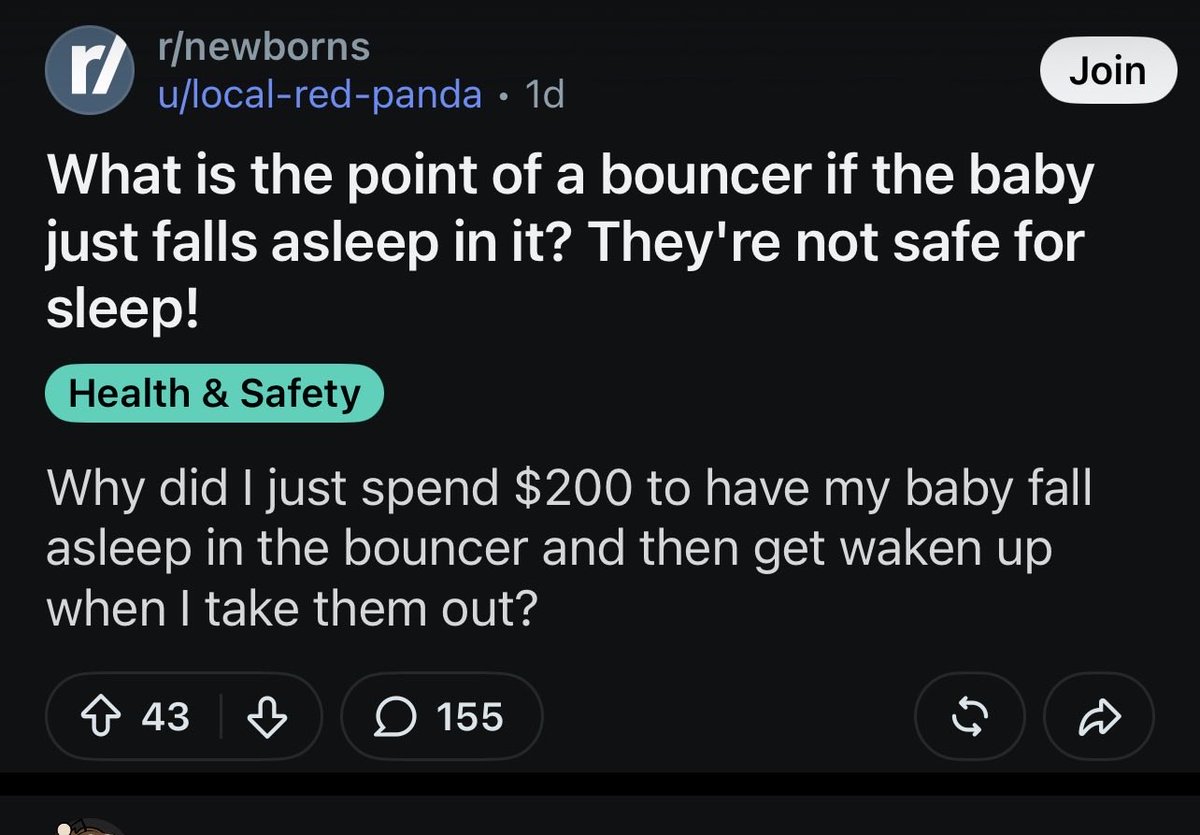 ein_edelweiss_'s tweet photo. am i crazy? are we really not letting babies sleep in a bouncer/rocker even while supervised? is that not the point of a bouncer?

this is why people think having a baby is impossible https://t.co/0teuRXYcjZ