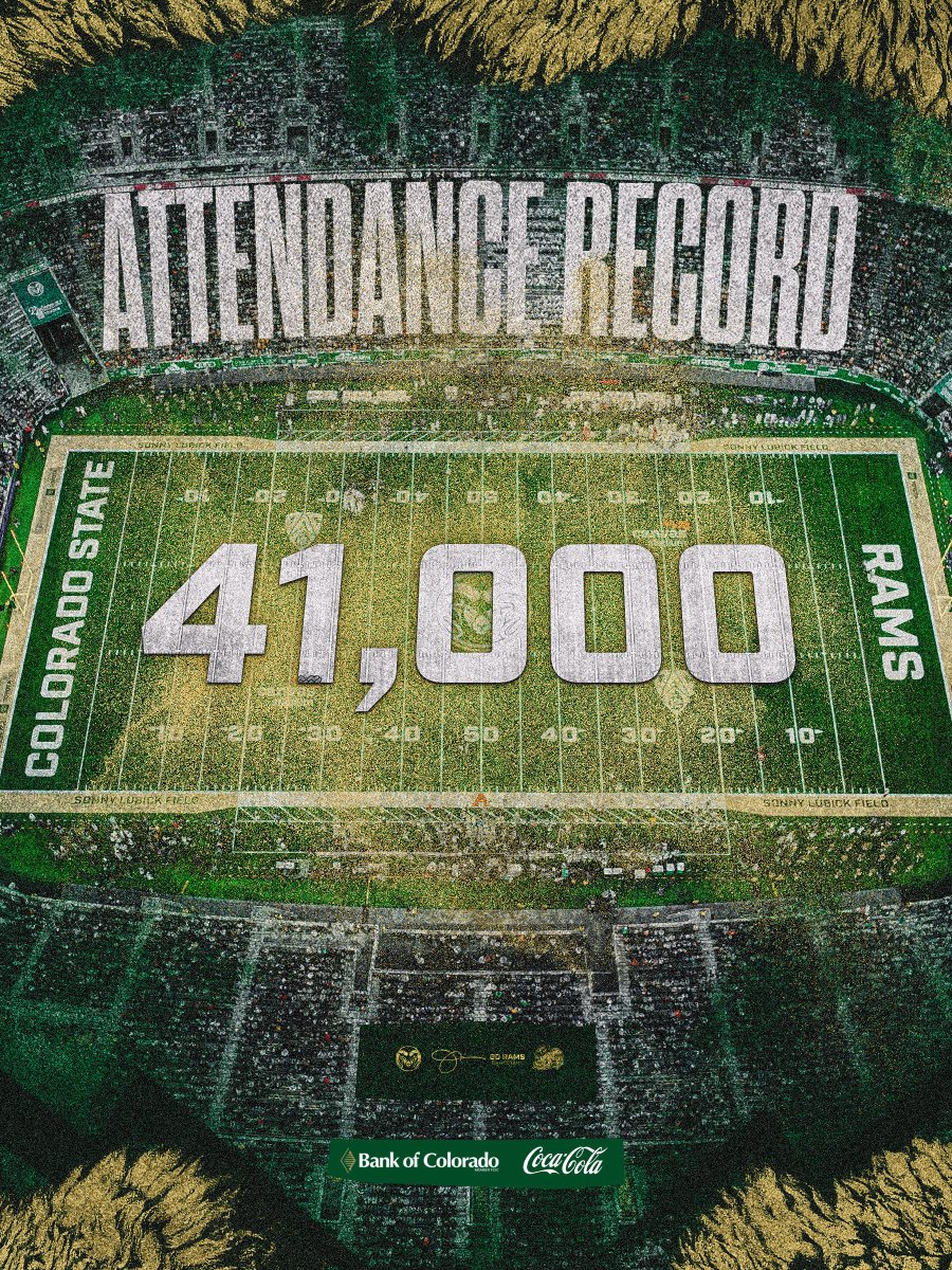 CSURams's tweet photo. HISTORY AT CANVAS! 🏟️🔥

Starting the @pac12  era right with the LARGEST home crowd in Colorado State HISTORY!

Thank you, Ram Country! 👏🐏 https://t.co/tyWiYxugql