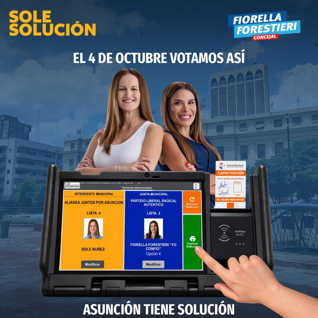 chiqui_avalos's tweet photo. 💙 En Asunción, el cambio tiene rostro de mujer: 

⭐ Sole Núñez Intendenta
Lista 4

🔵 Fiorella Forestieri Concejala
Lista 2 – Opción 4

💙 Yo confío. Asunción tiene solución. ✨ https://t.co/KfzTI90XXU