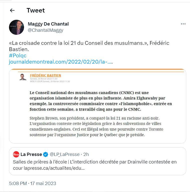 ChantalMaggy's tweet photo. Rectification CNMC* - Conseil national musulman canadien.
Le plus gros lobbying islamique.
Frédéric Bastien :
#PQmajoritaire https://t.co/rdtaWP1SZp